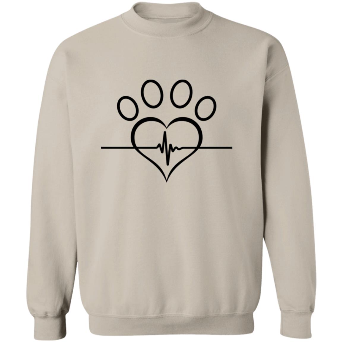 HEART PAW PRINT CREW NECK SWEATSHIRT