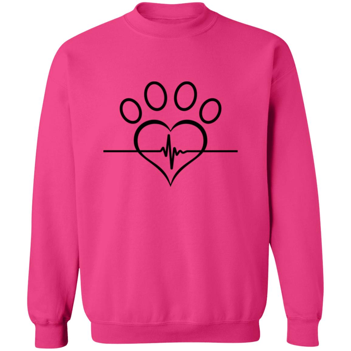 HEART PAW PRINT CREW NECK SWEATSHIRT