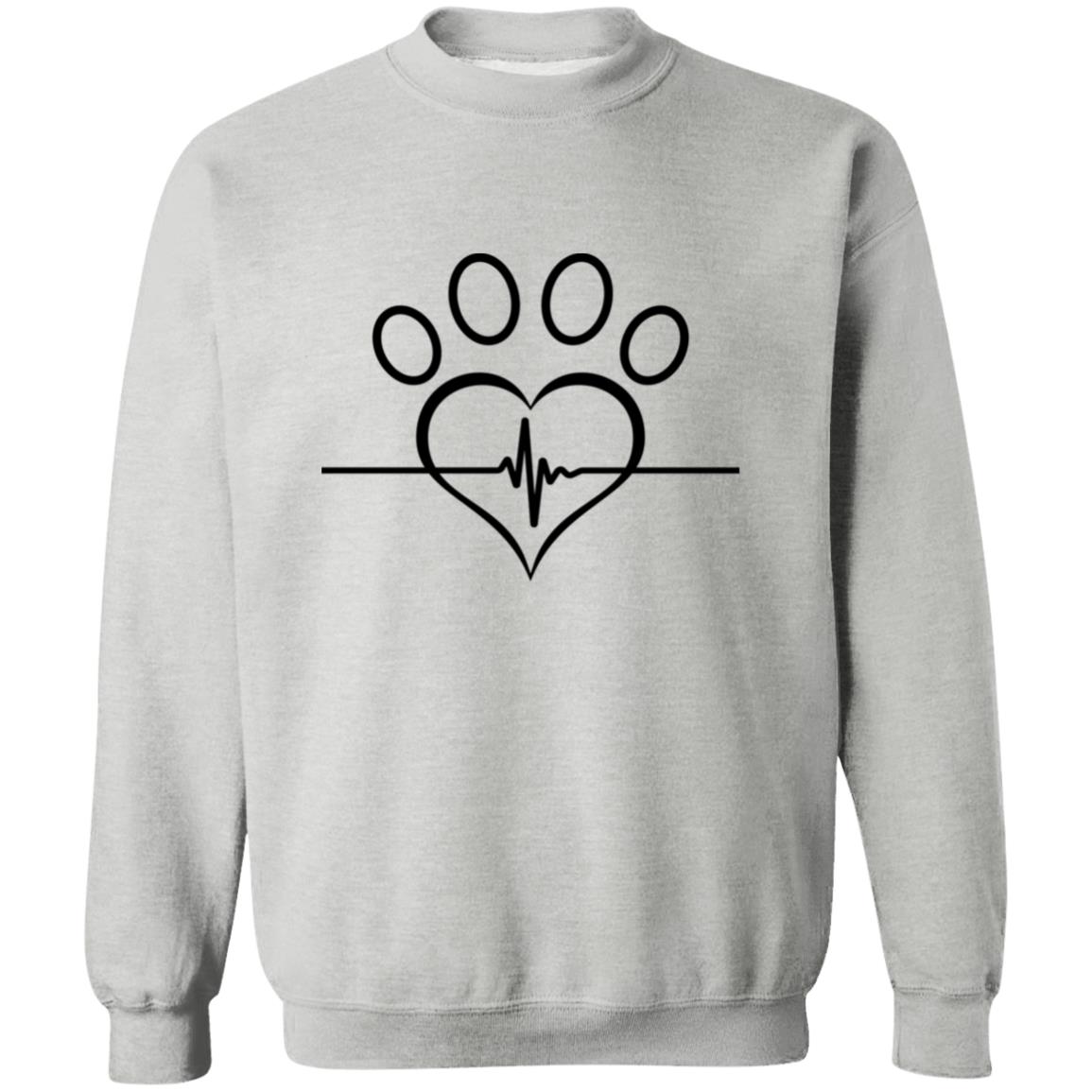 HEART PAW PRINT CREW NECK SWEATSHIRT