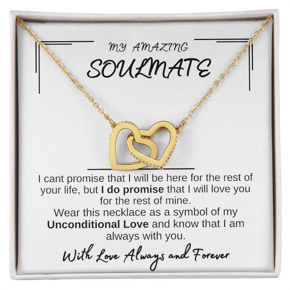 'TO MY AMAZING SOULMATE" INTER-LOCKING HEARTS  NECKLACE