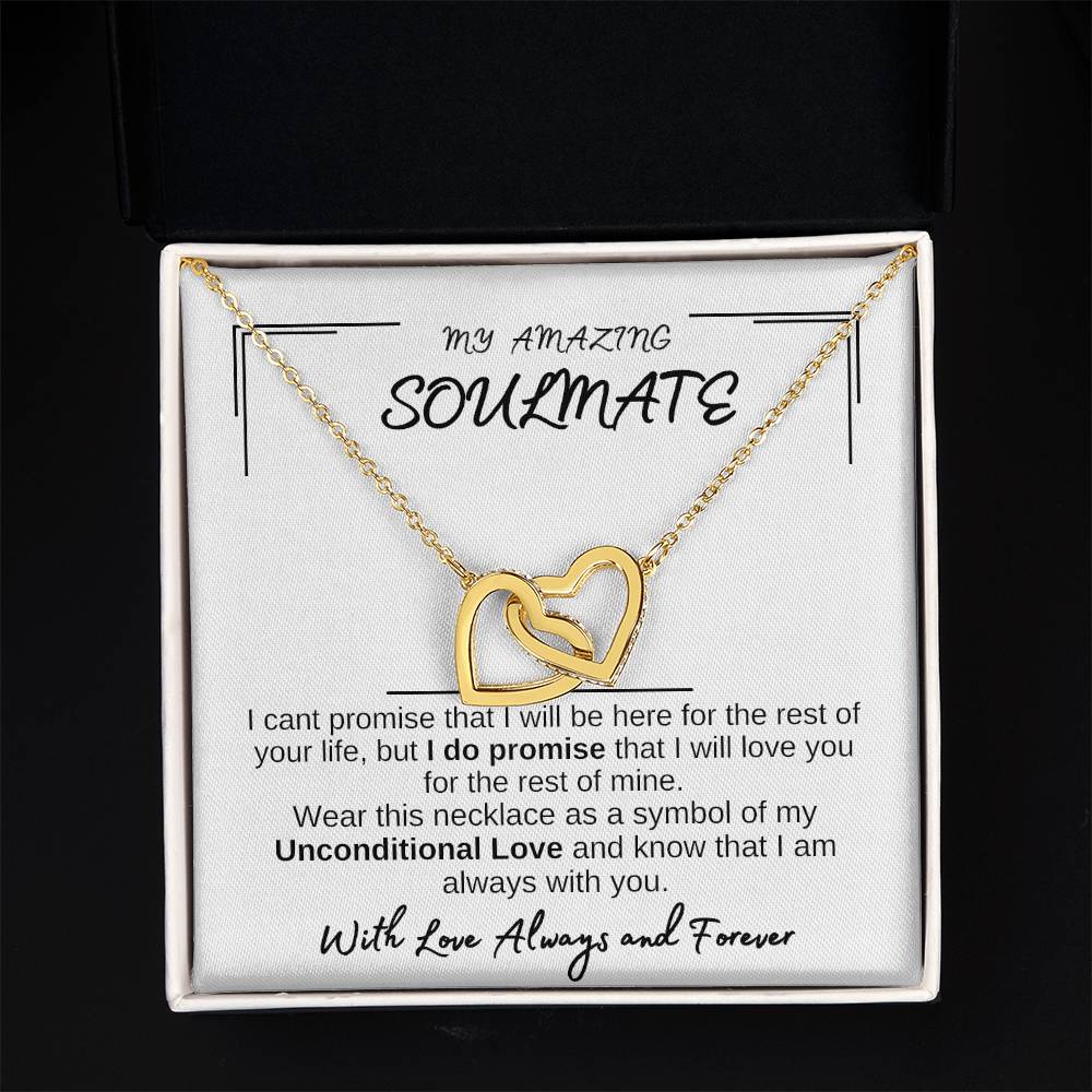 'TO MY AMAZING SOULMATE" INTER-LOCKING HEARTS  NECKLACE