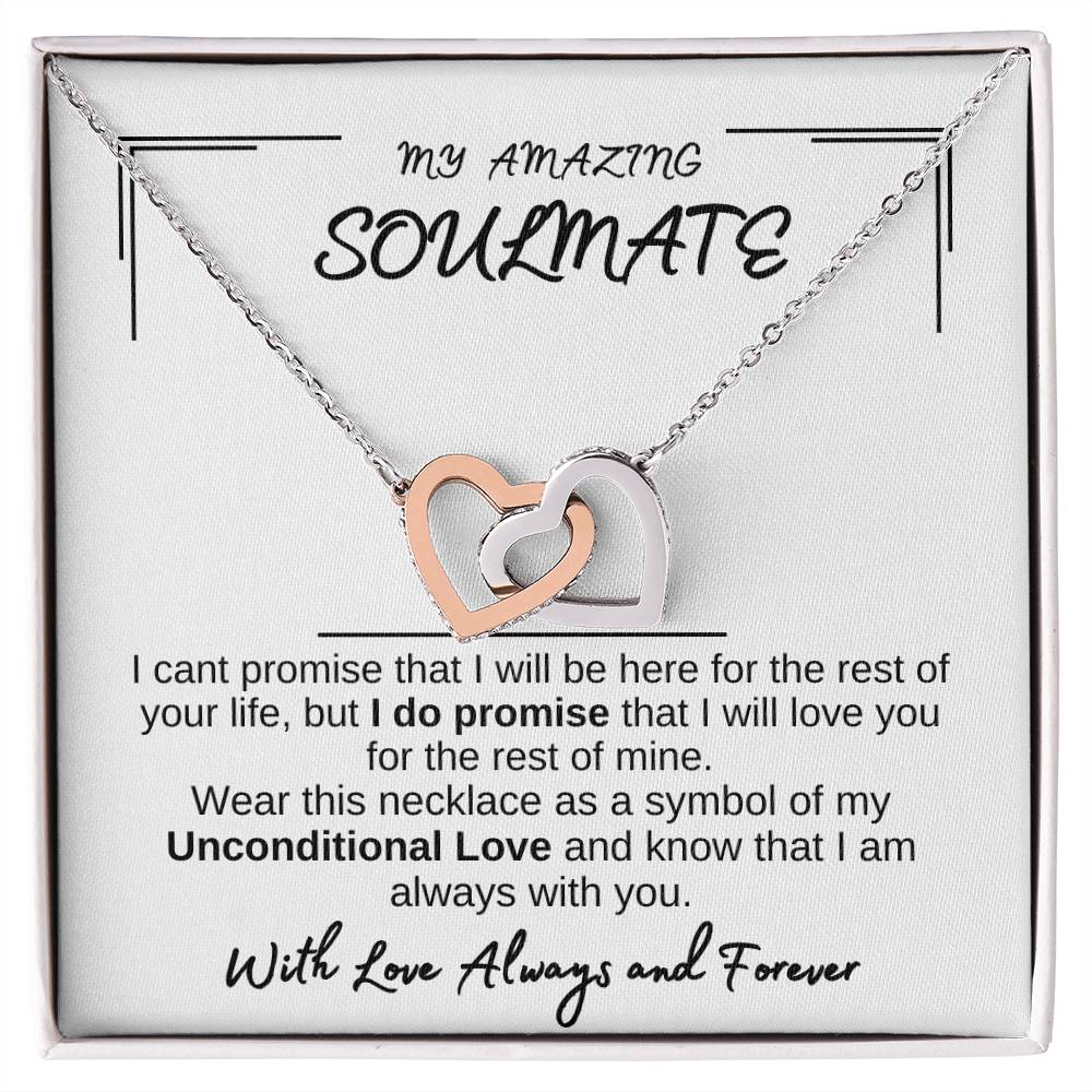 'TO MY AMAZING SOULMATE" INTER-LOCKING HEARTS  NECKLACE