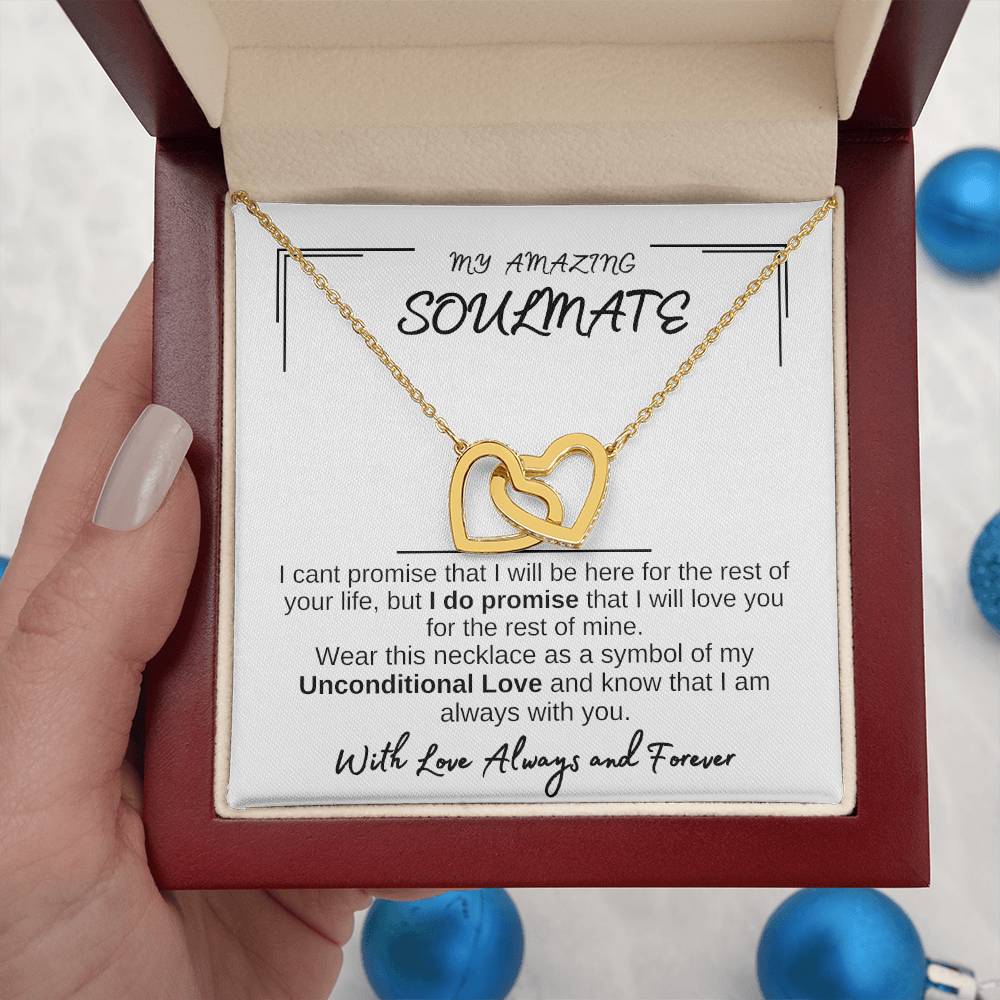 'TO MY AMAZING SOULMATE" INTER-LOCKING HEARTS  NECKLACE