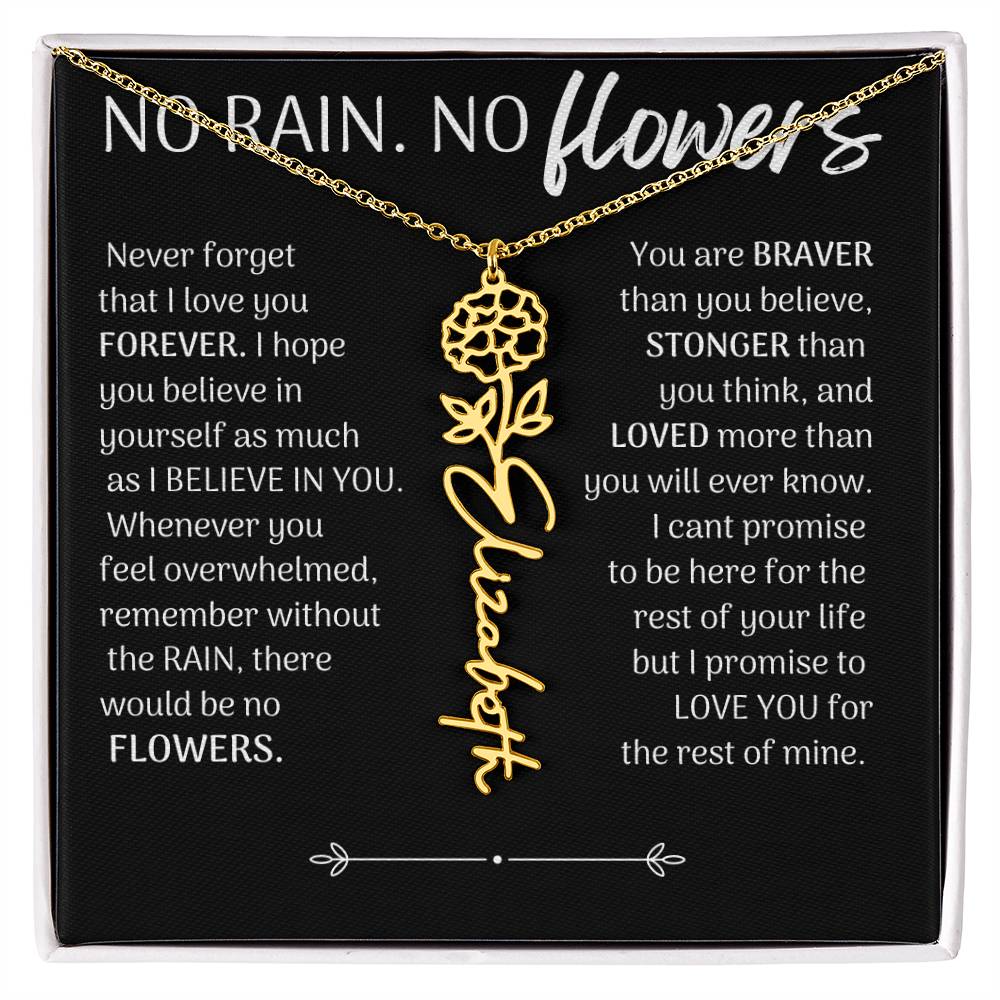 NO RAIN. NO FLOWERS PERSONALIZED BIRTHFLOWER NECKLACE